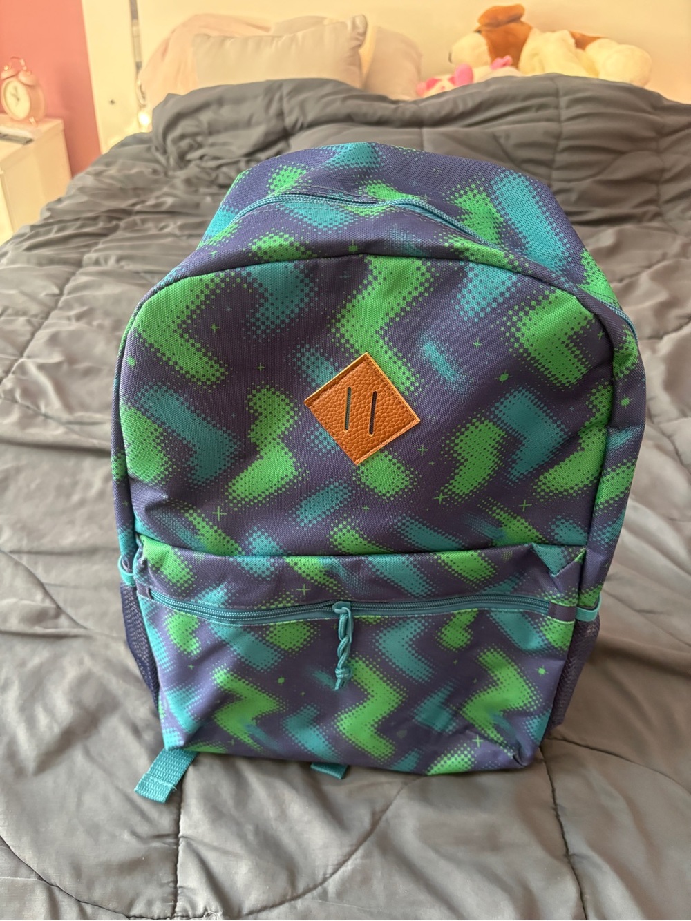 Kid’s Green & Blue Patterned Backpack